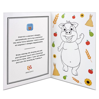 talloncino con disegno maiale da colorare