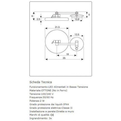 SPECCHIO INGRANDITORE   tondo con luce