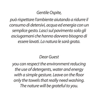 cartellino ecologia hotel