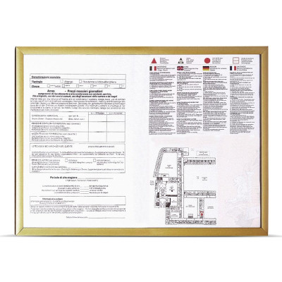 CORNICE PORTAPREZZI   finiture oro A4 singolo