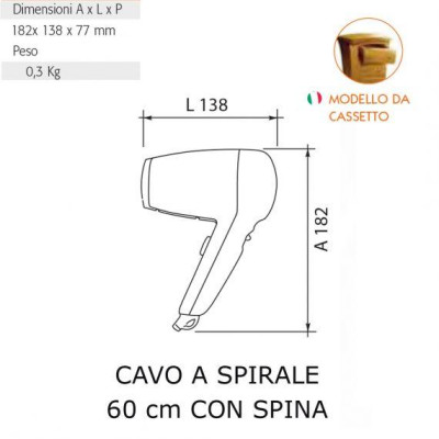 ASCIUGACAPELLI HOTEL   da cassetto Vento plug