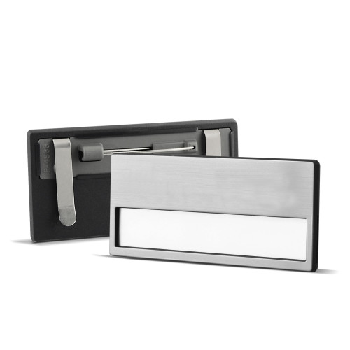 portanome con spilla   argento neutro