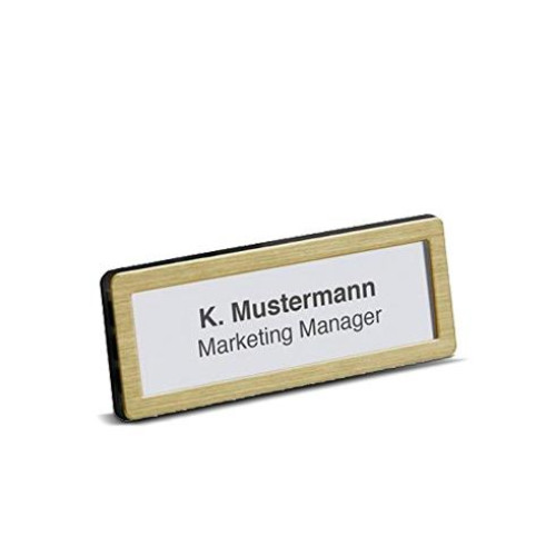 portanome con spilla   dorato neutro 66x 26 mm