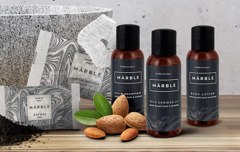 Linea cortesia Marble con argilla e mandorla per hotel
