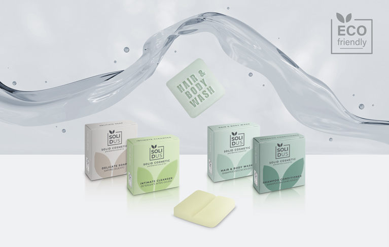 Cosmetici solidi bio Solidus - Set cortesia eco-friendly per hotel e B&B